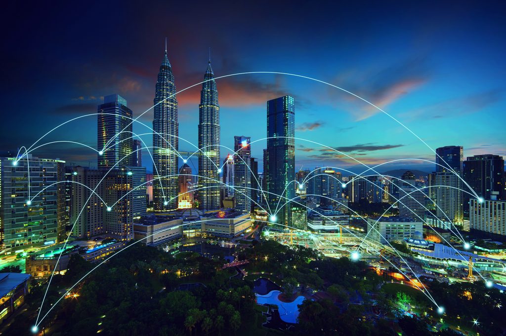 City scape and network connection concept